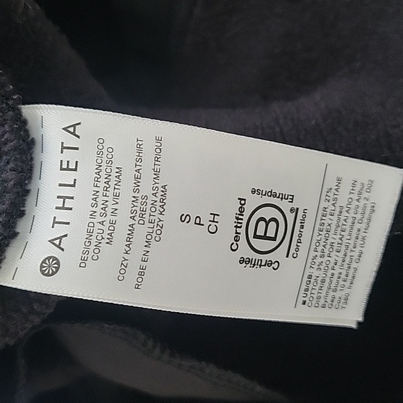 Athleta Cozy Karma Asym Sweatshirt Dress, BLACK SIZE SP - Picture 4 of 8